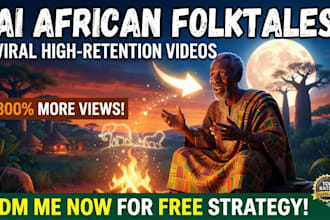 create ai african folktales video with thumbnail and SEO for youtube