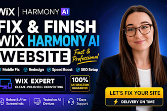 fix and finish your wix harmony ai website, wix studio redesign, wix expert