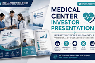 design a medical center healthcare investor presentation booklet and brochure