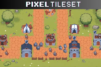 do pixel tileset 2d game asset pixel art top down, 2d pixel game art tileset
