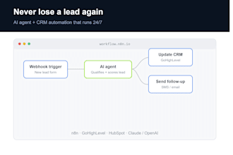 build an n8n ai agent for CRM lead routing and follow up automation