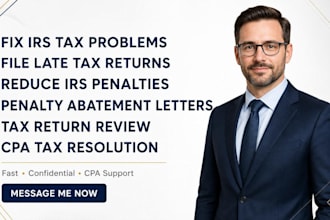 fix irs tax problems, file late returns, and reduce penalties as CPA