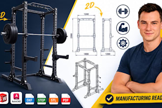 gym equipment cad, squat rack fabrication drawing, solidworks autocad dxf expert
