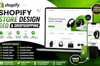 bulid expert shopify store design SEO dropshipping website design development