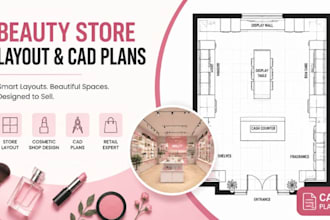 design beauty store layout, cosmetic shop floor plan cad drawings