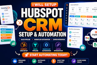 setup hubspot crm, sales pipeline, workflow automation, zapier integration