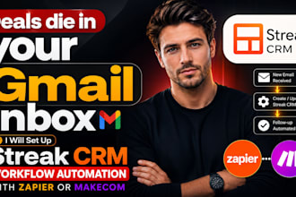 set up streak CRM workflow automation with zapier or makecom