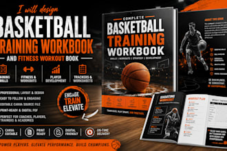 design basketball training workbook, fitness workout book for coaches and player