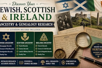 do jewish, scottish and ireland ancestry genealogy research, citation record