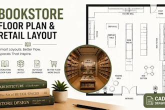 design bookstore floor plans, retail layoit autocad drawings