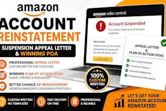 write amazon suspension appeal letter and winning poa for account reinstatement
