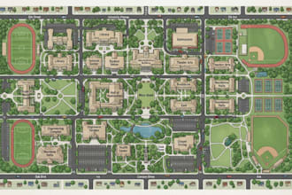 design a professional campus school or university navigation map