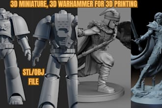 sculpt 3d miniature tabletop figurine 3d warhammer dnd character for 3d printing