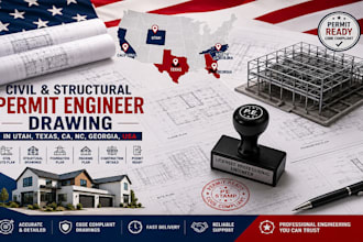 do civil and structural permit engineer drawing in utah,texas, ca,nc georgia USA