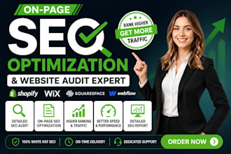 do onpage seo optimization shopify wix squarespace webflow website audit expert
