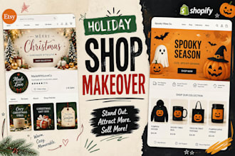 customize etsy christmas banner and halloween etsy branding store kit pack
