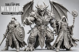 custom tabletop rpg miniature printable fantasy figurine sculpt for 3d printing