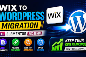 wix to wordpress migration, elementor redesign, 301 redirects, keep SEO rankings