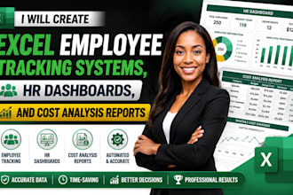 create excei employee tracking systems, HR dashbords, cost analysis reports