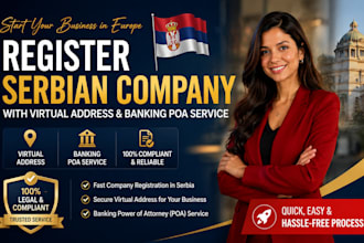 register serbian company with virtual address and banking poa service