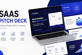 create saas pitch deck, startup investor presentation and business slides