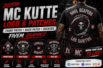 design custom mc kutte logo biker front patch fivem graphics