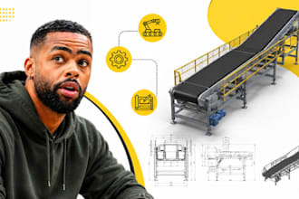 material handling equipment cad conveyor machine mechanical drawing