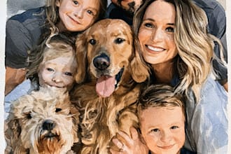 create a watercolor family portrait