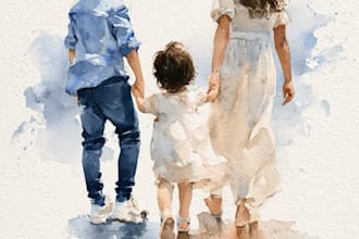 custom watercolor family portrait