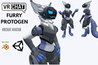 create custom furry protogen vrchat avatar, vtuber model for PC and quest