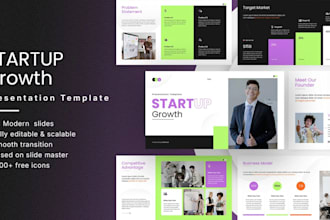 design startup growth presentation in powerpoint, canva and keynote