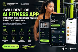 develop ai fitness app, workout gym app, personal trainer and health fitness app