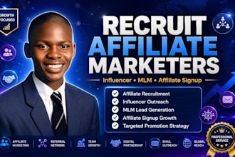 recruit influencer affiliate, MLM leads, affiliate promoters,  affiliate signup