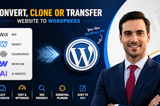 convert clone or transfer weebly, wix, squarespace, webflow to wordpress website