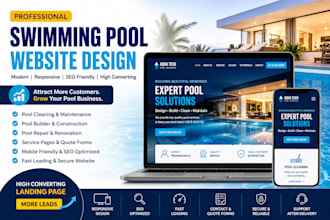 design swimming pool website, pool service website, swimming website