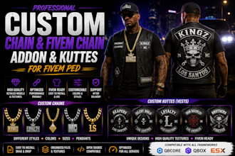 create professional custom chain and fivem chain adddon, kuttes for fivem ped