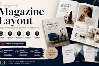 design digital magazine, magazine layout, or magazine advert