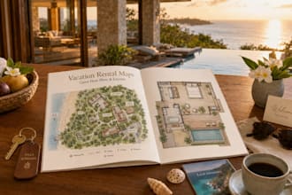 design vacation rental property maps, room layouts and guest floor plans