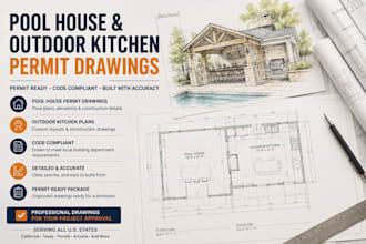 create pool house and outdoor kitchen permit drawings