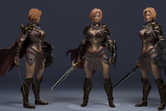 create 3d realistic model, 3d game character game ready model 3d printable model
