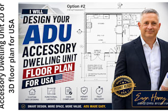 design your adu accessory dwelling unit 2d or 3d floor plan for USA