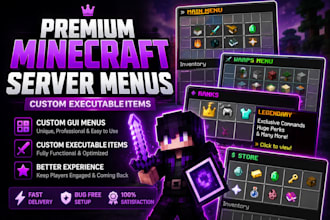 build premium minecraft server menus and custom executableitems