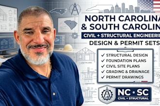 provide north carolina and south carolina civil structural engineering design