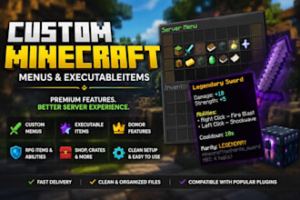 build premium minecraft server menus and custom executableitems
