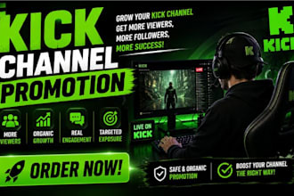 promote kick channel for organic growth live viewers kick sub, chatters