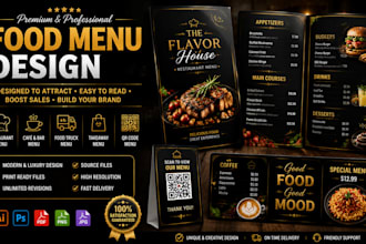 design restaurant food menu and drinks luxury cafe, bakery menu