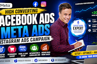 setup facebook ads meta ads campaign instagram ads, meta ads marketing manager
