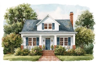 make custom digital watercolor house