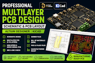 design professional multilayer pcb and schematic in altium designer or kicad