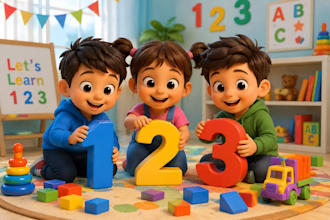 create 3d kids educational videos for youtube channels, 3d cartoon videos